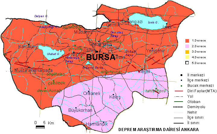 bursa earthquake map