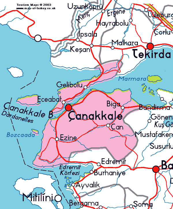 canakkale political map