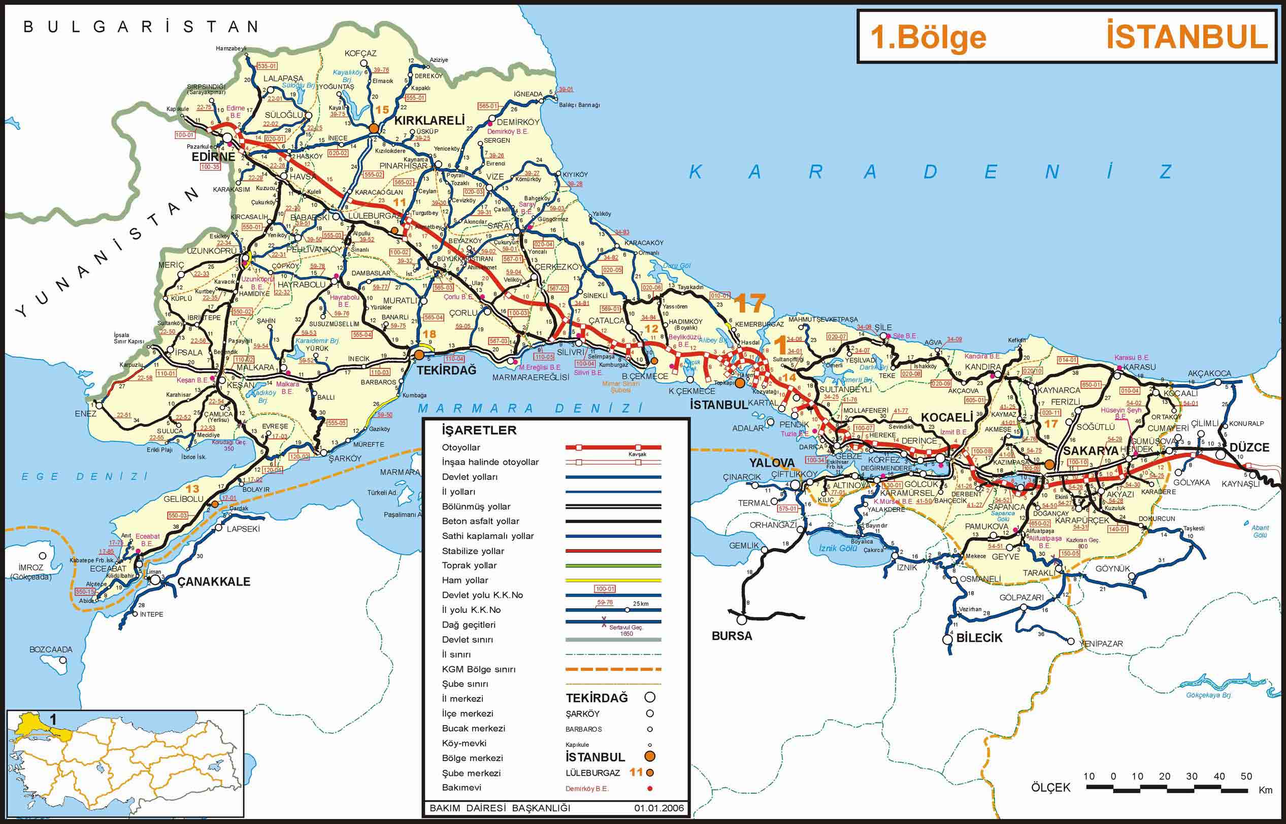 edirne highways map