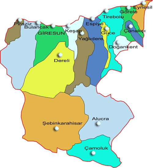 giresun towns map