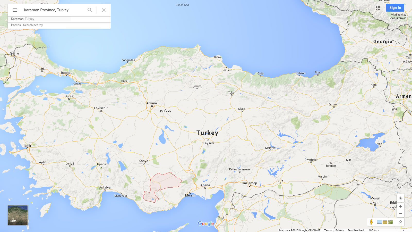 karaman turkey map