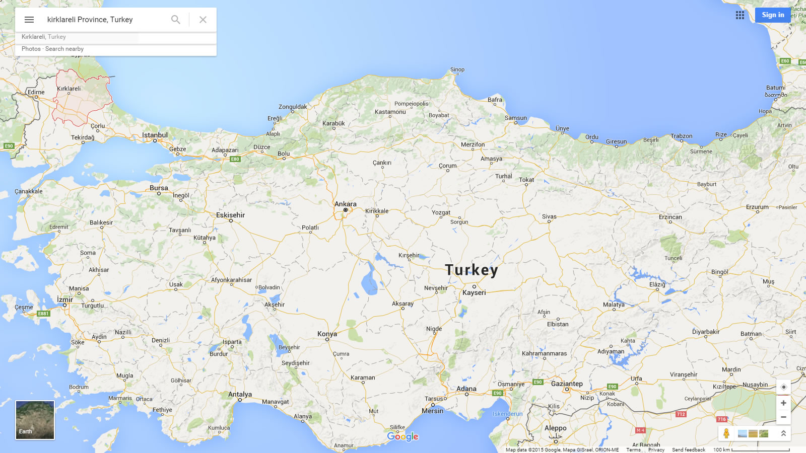 kirklareli map turkey