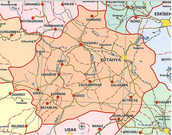 kutahya province map