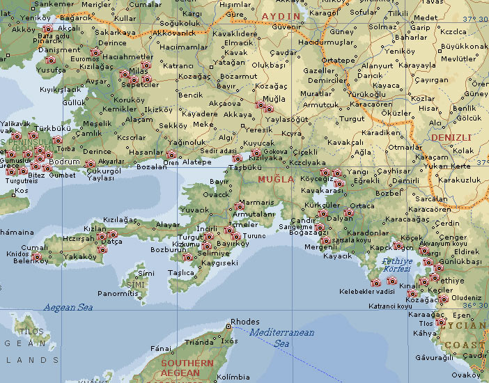 Mugla Map Turkey