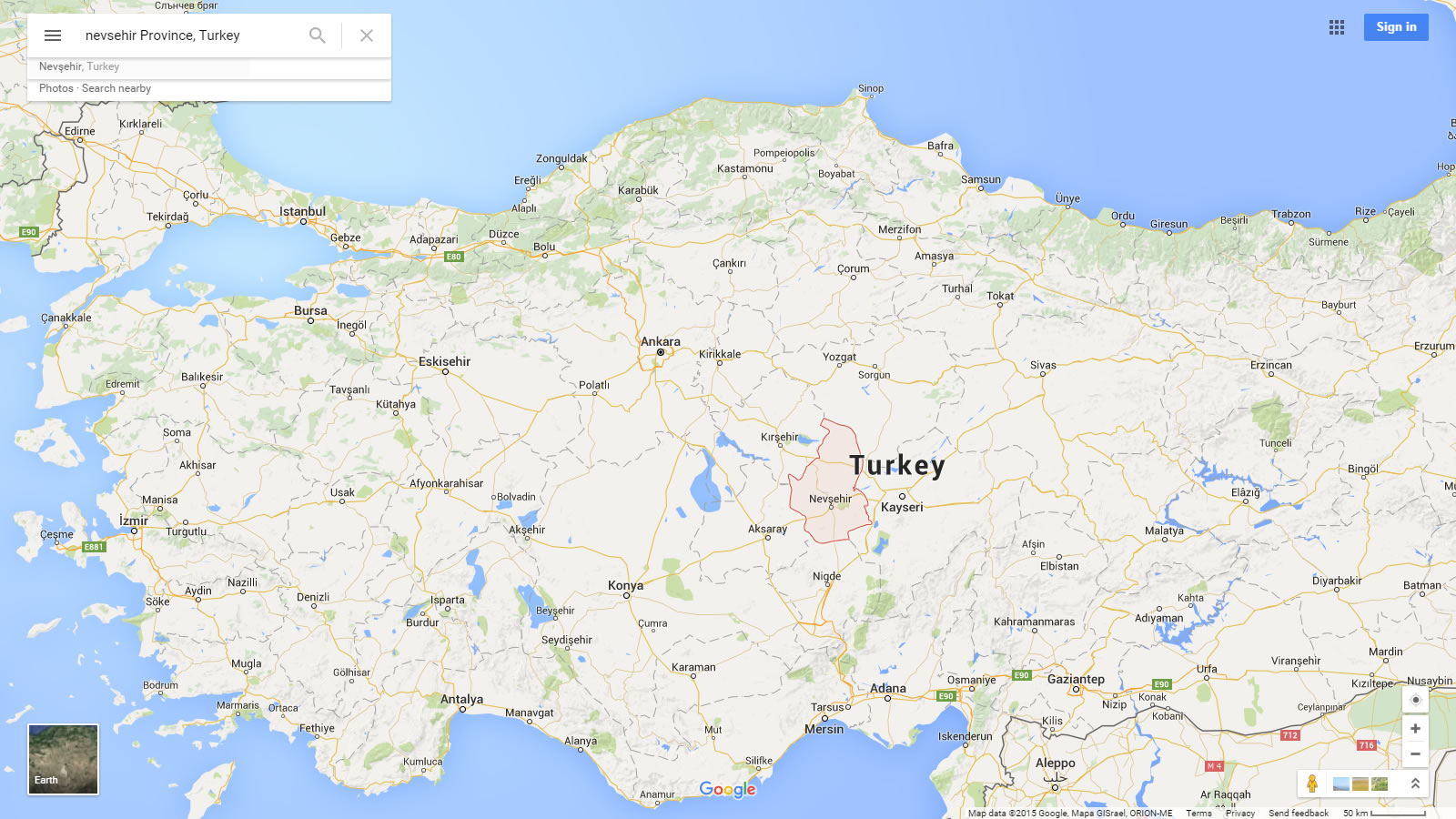 nevsehir map turkey
