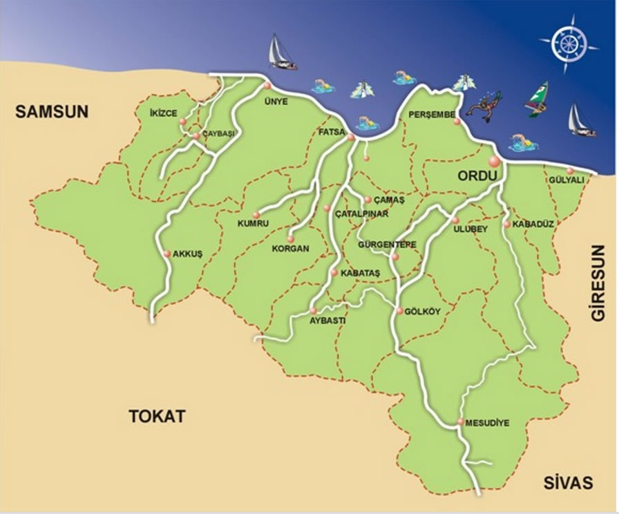 ordu borders map