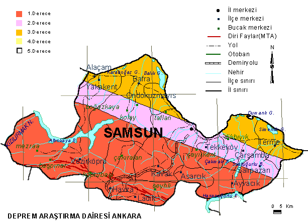 samsun earthquake map