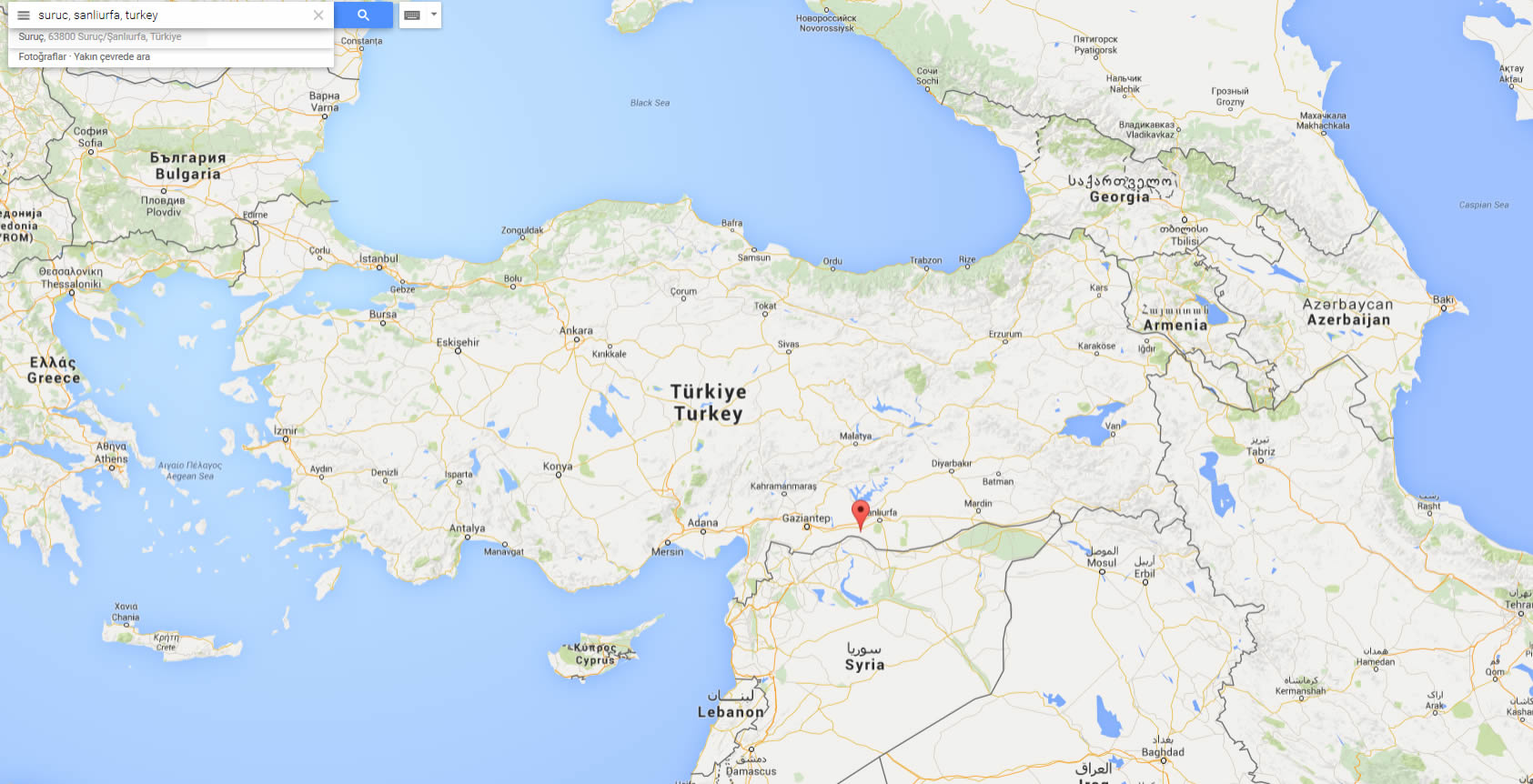 SSuruc Sanliurfa Turkey Map.