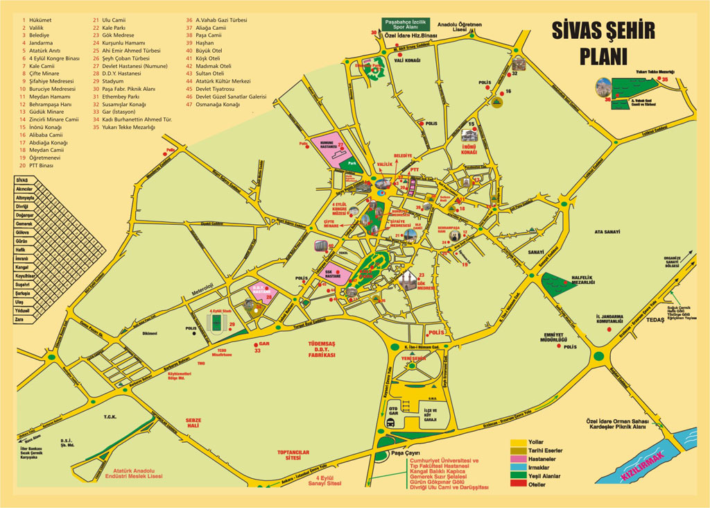 sivas city plan map