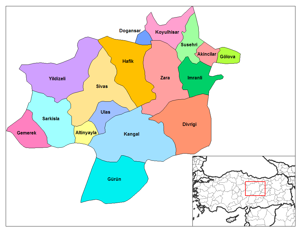 sivas towns map