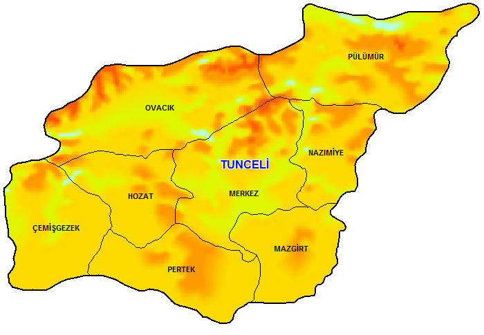 tunceli pyhsical map
