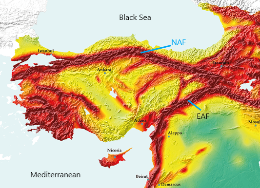 Turkey fault line map