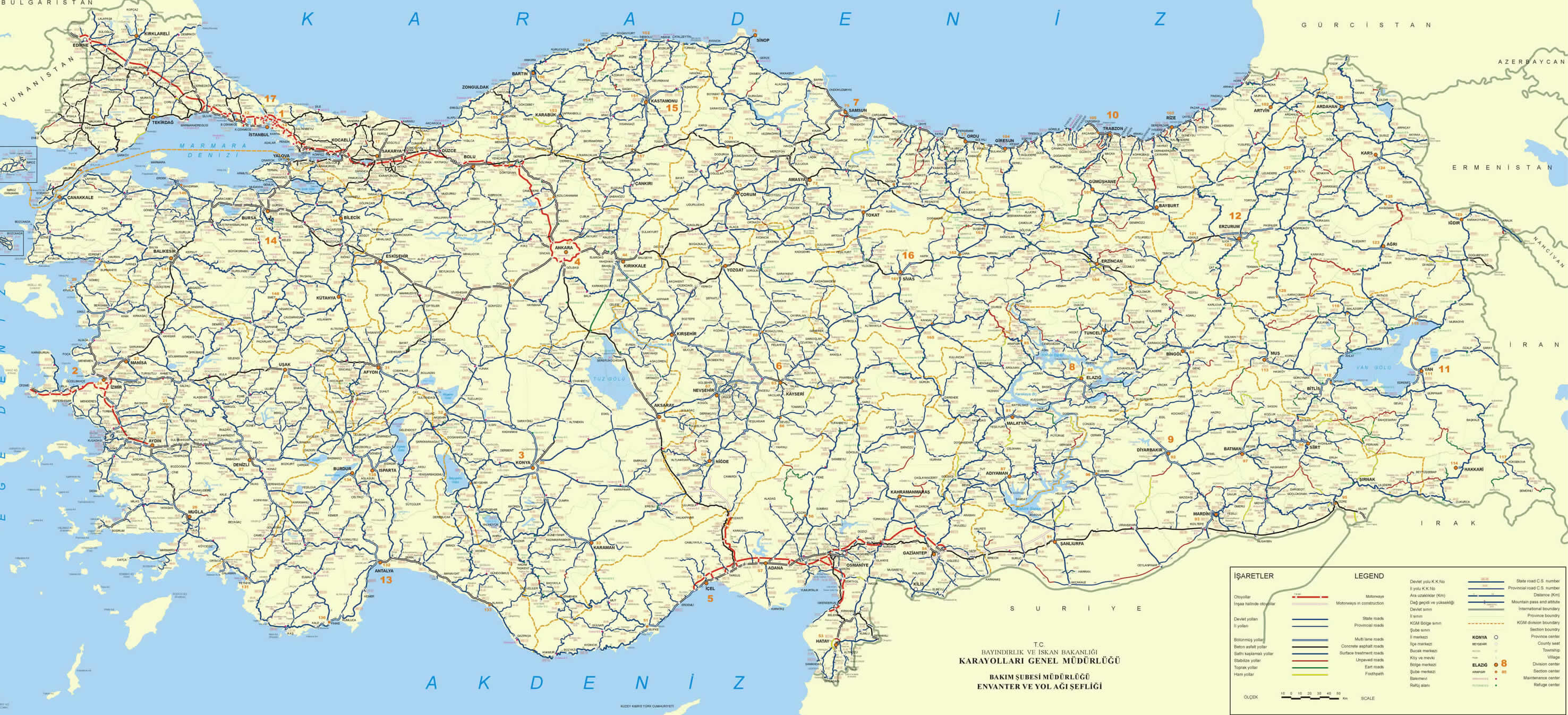 turkey highways map