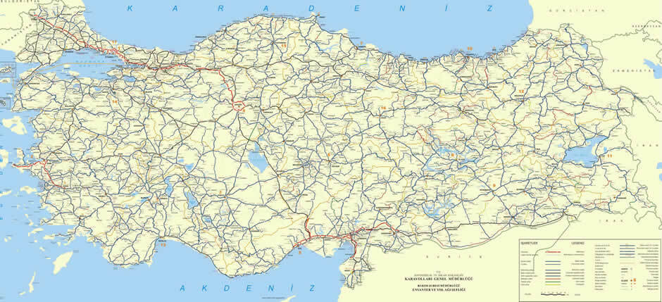 turkey map highways