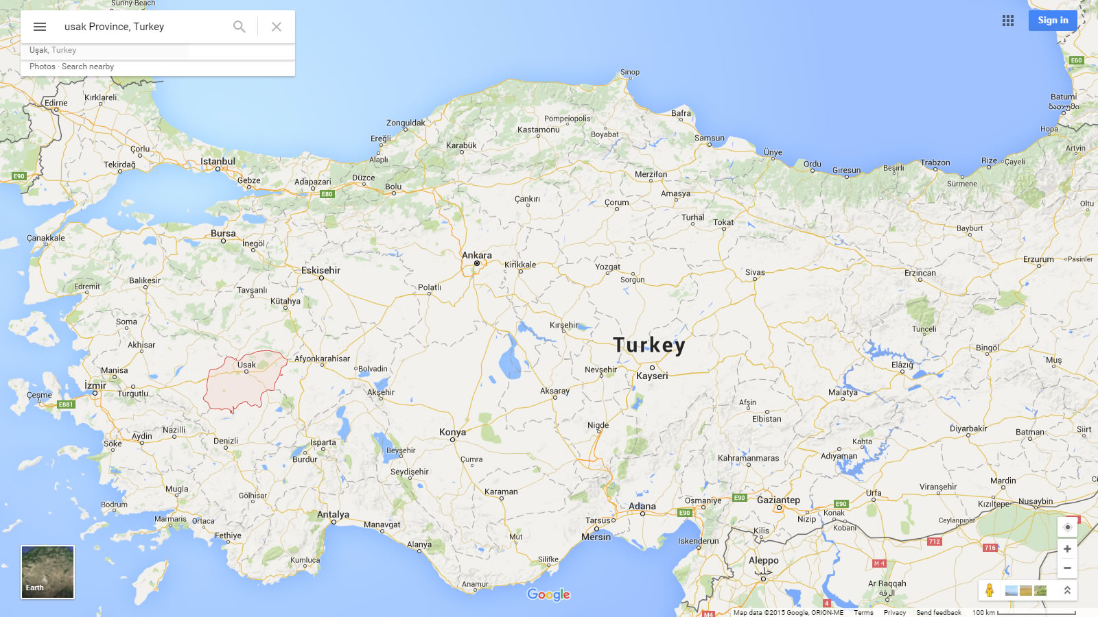 usak map turkey