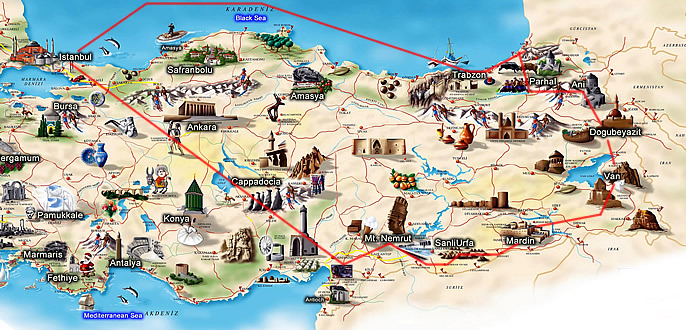 van tourism map turkey
