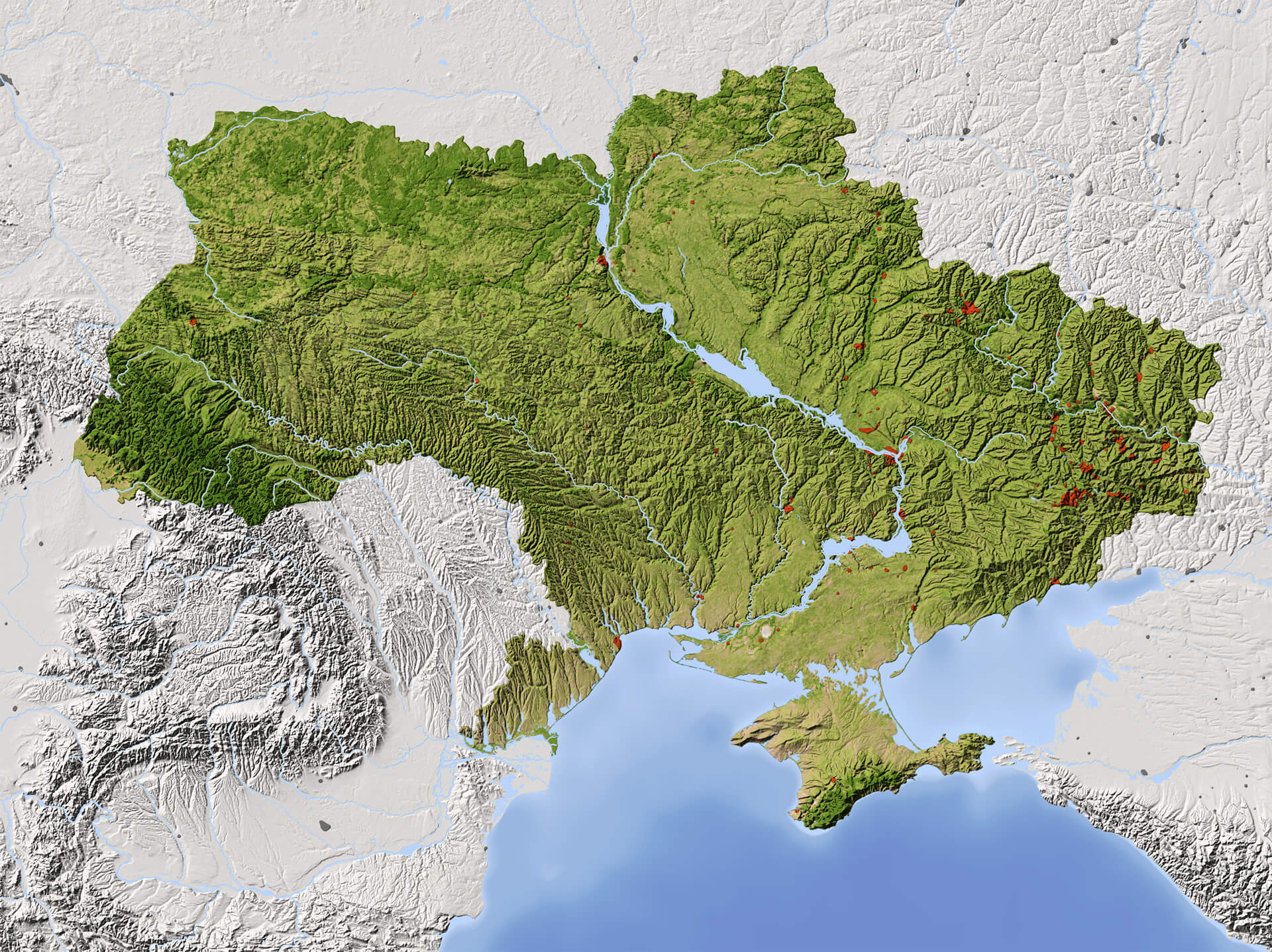 Рельефная карта украины