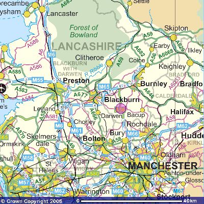 Blackburn Manchester Map