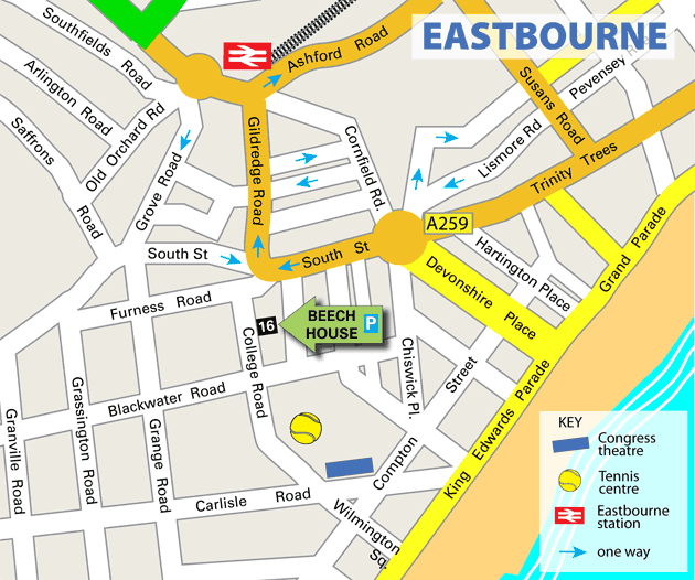 downtown map of Eastbourne