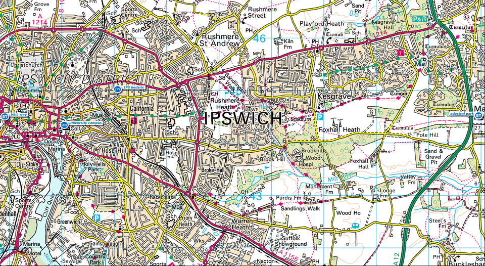 Ipswich city map