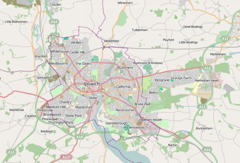 map of Ipswich