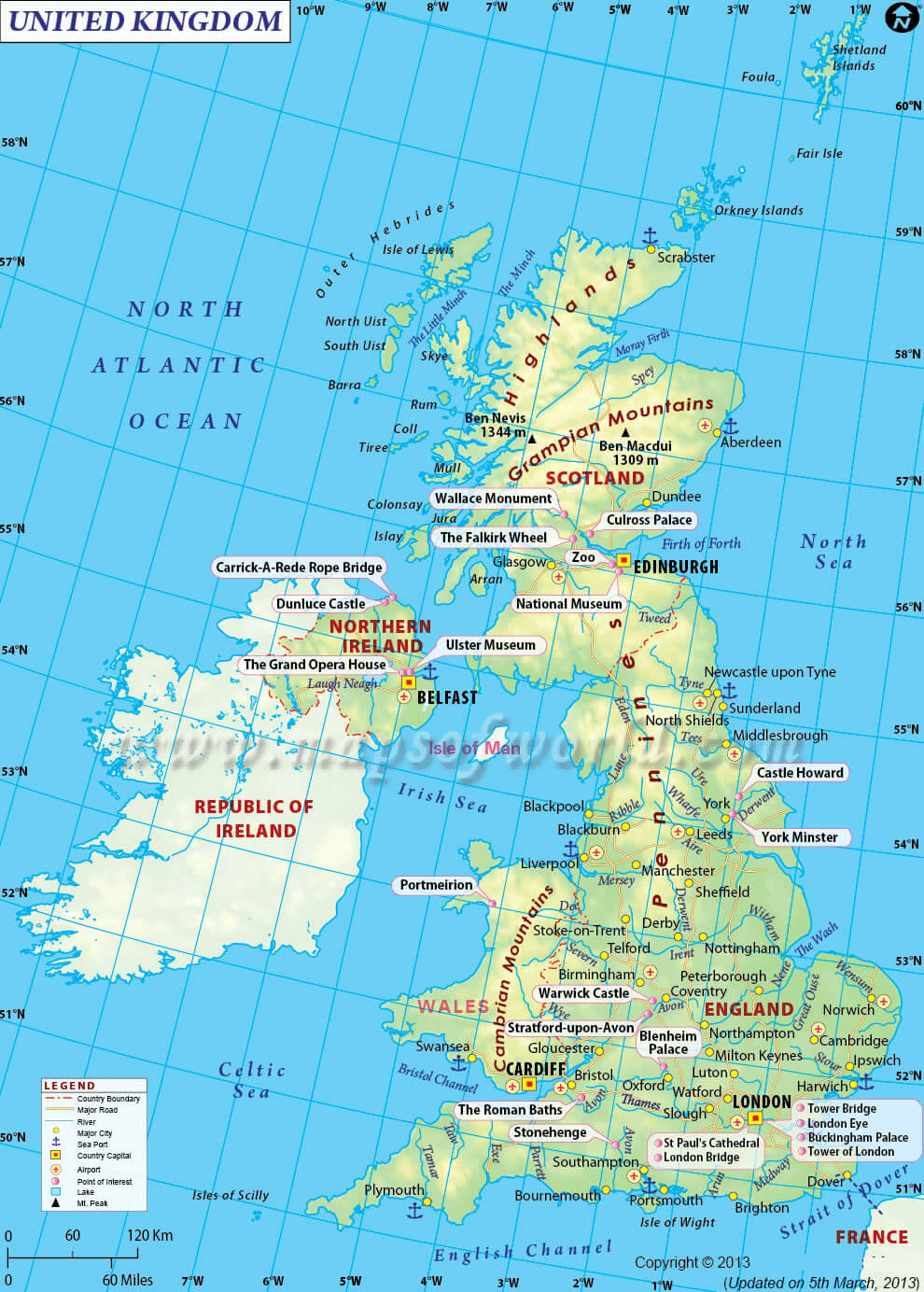 United Kingdom Major Cities Map