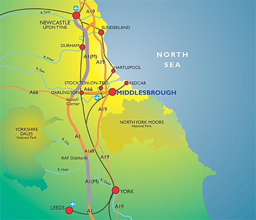 Middlesbrough Regions Map 