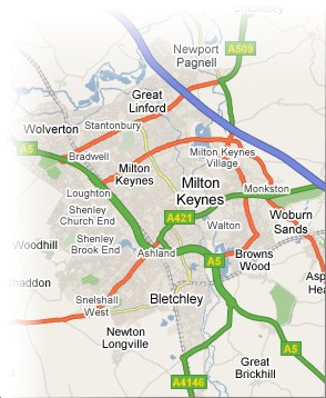 map of Milton Keynes