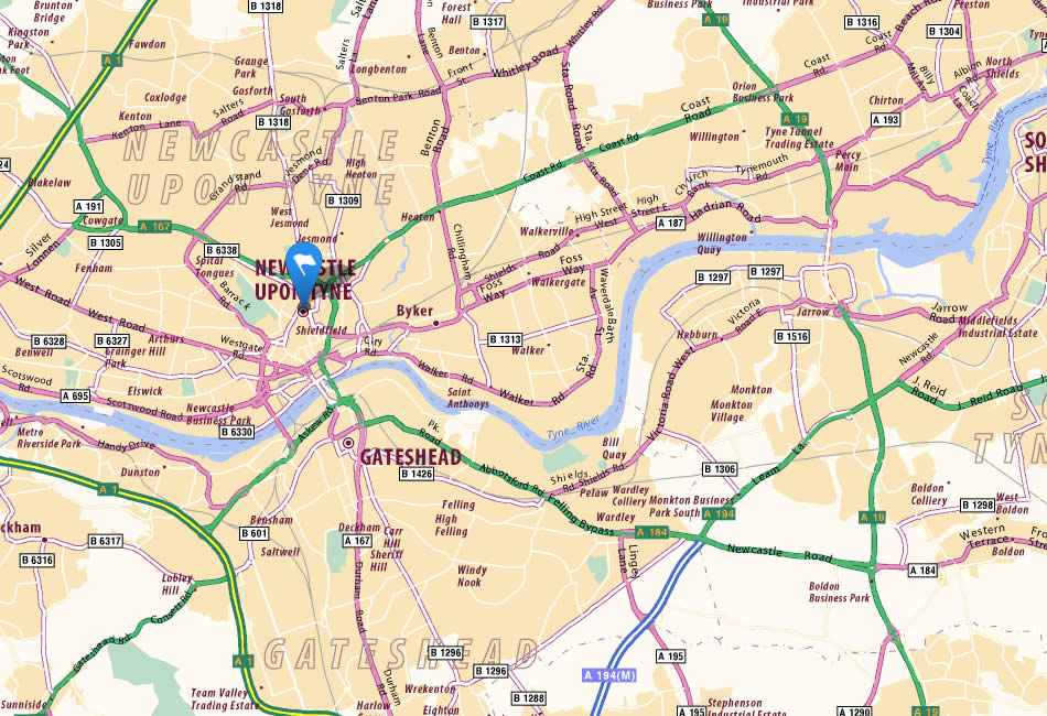 map of Newcastle