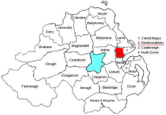 cities map of Newtownabbey