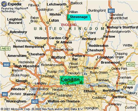 Stevenage london map