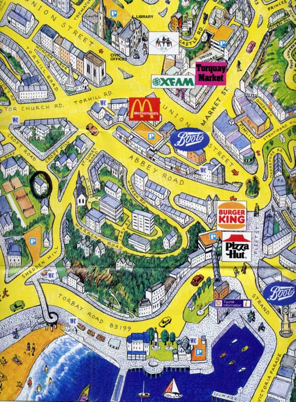 Map Of Torbay Area Torquay Map - United Kingdom