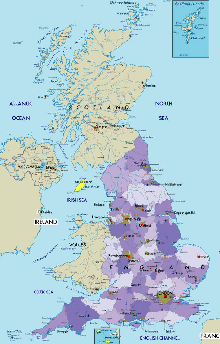 Topographic Map of United Kingdom