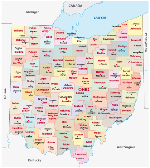 Ohio Counties Map US