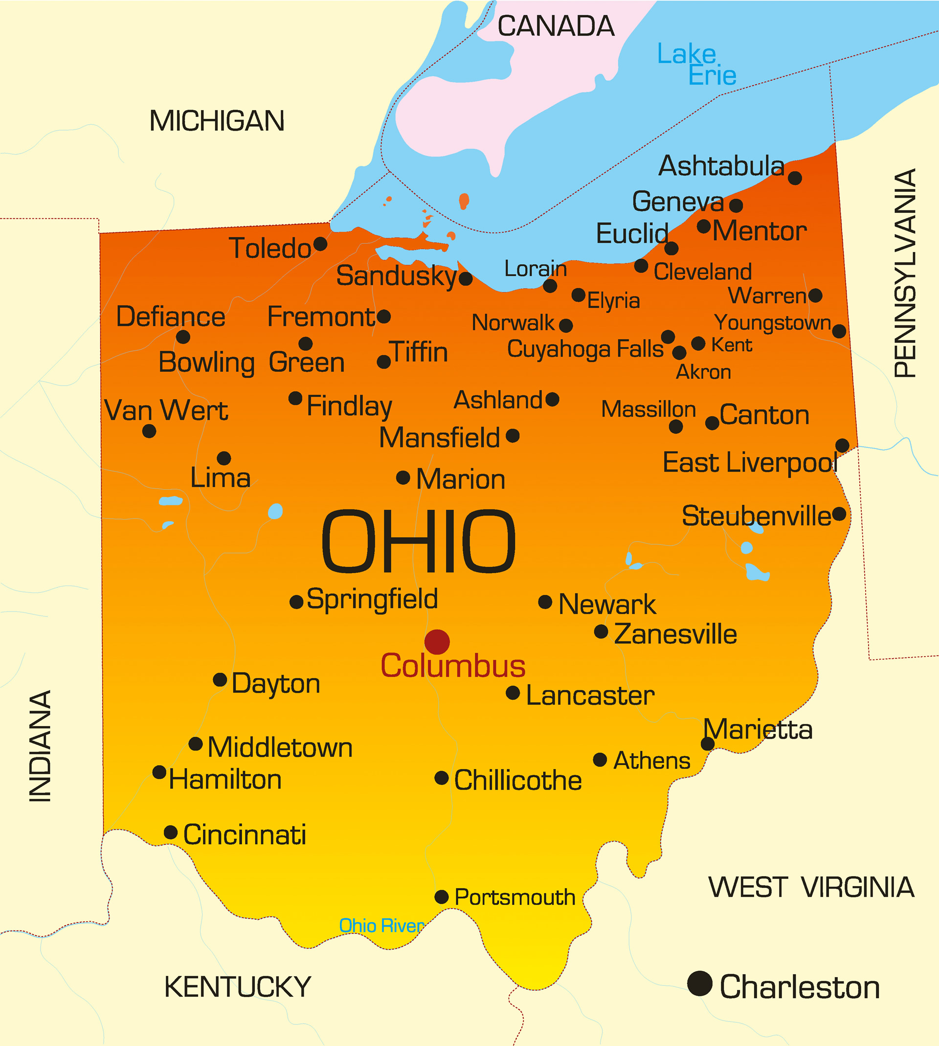 Ohio State Map USA