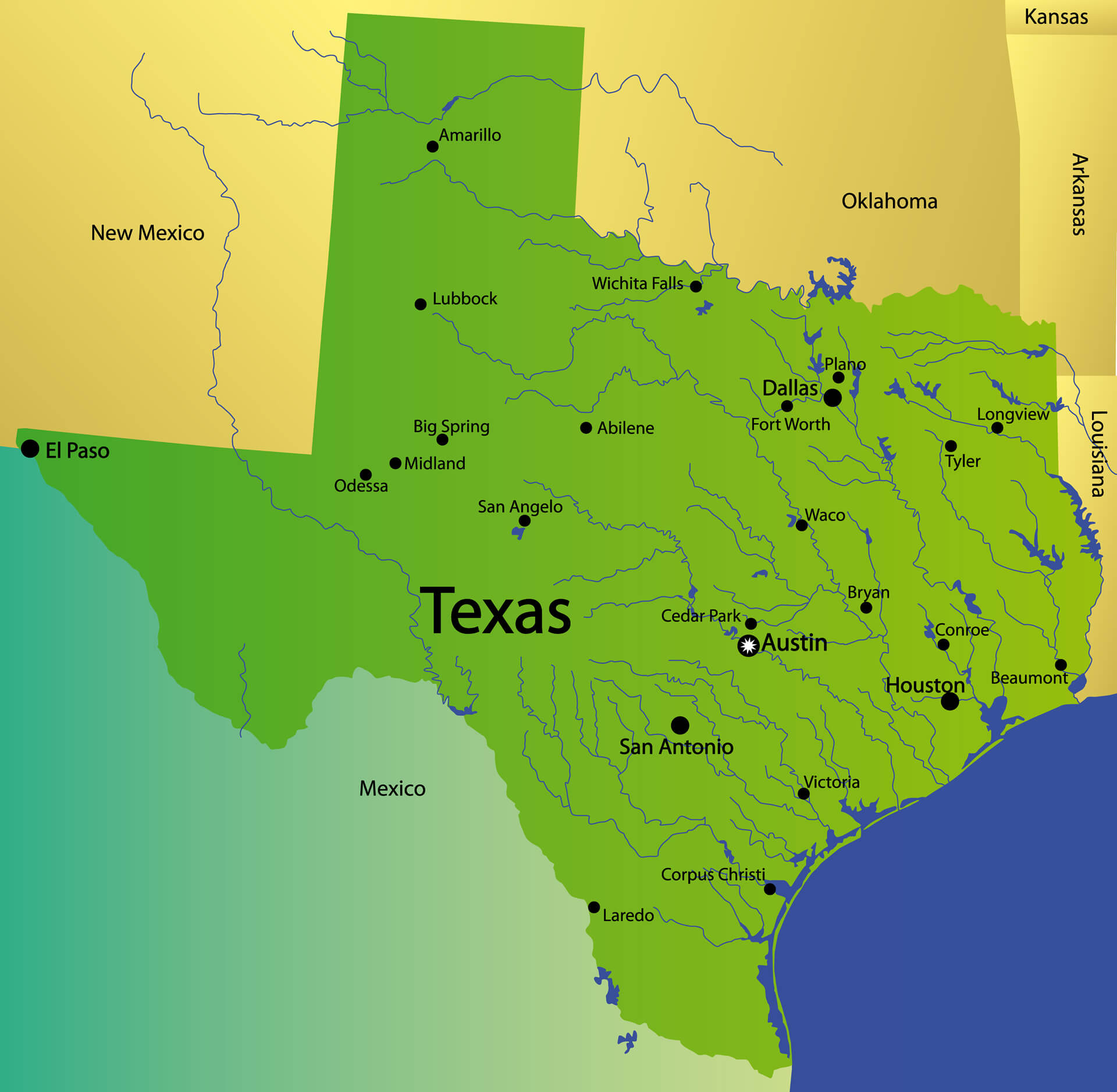 Texas Map With Countries