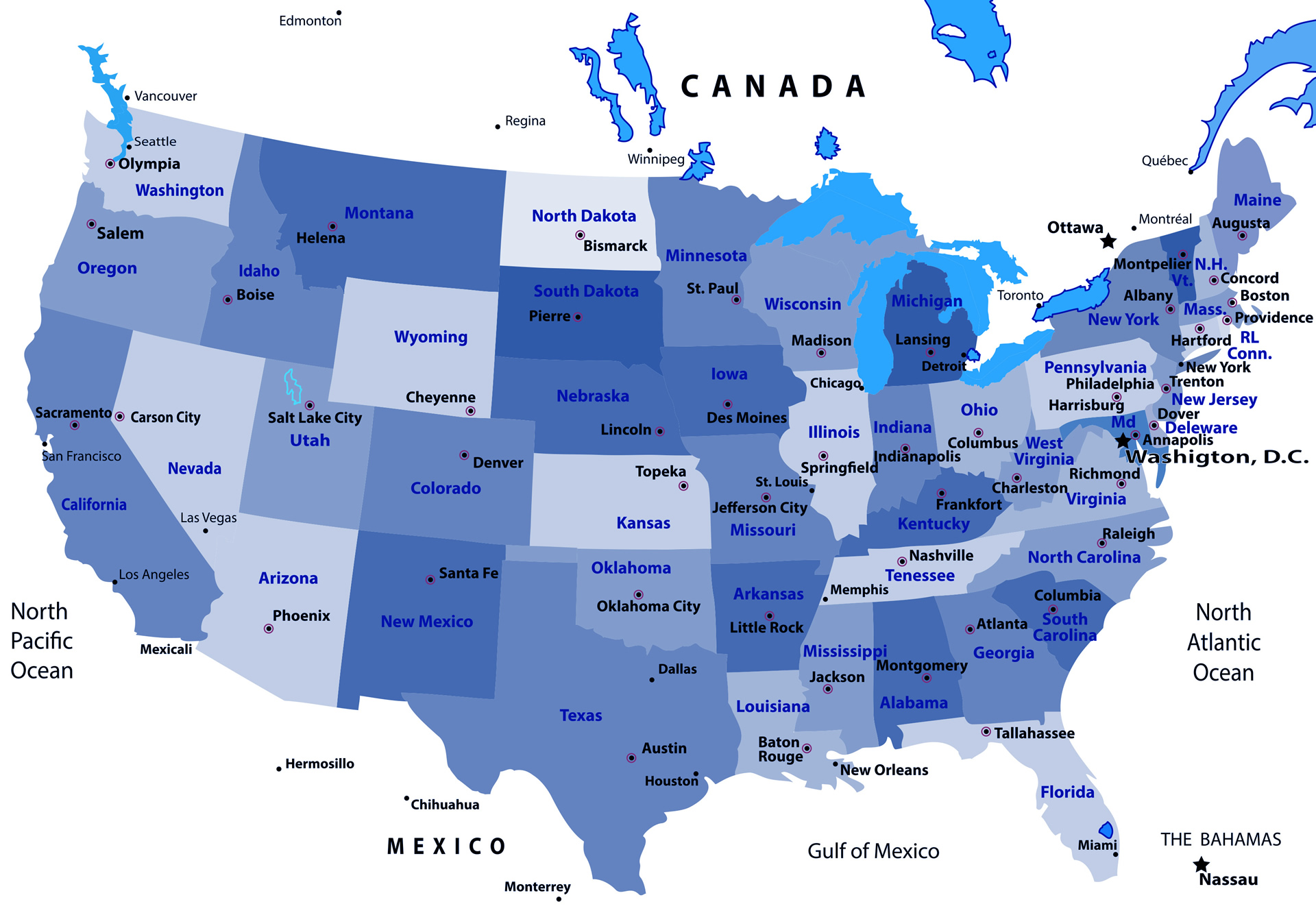 Us Major Cities Map Us Map With Cities Capital Of Usa United States Map ...