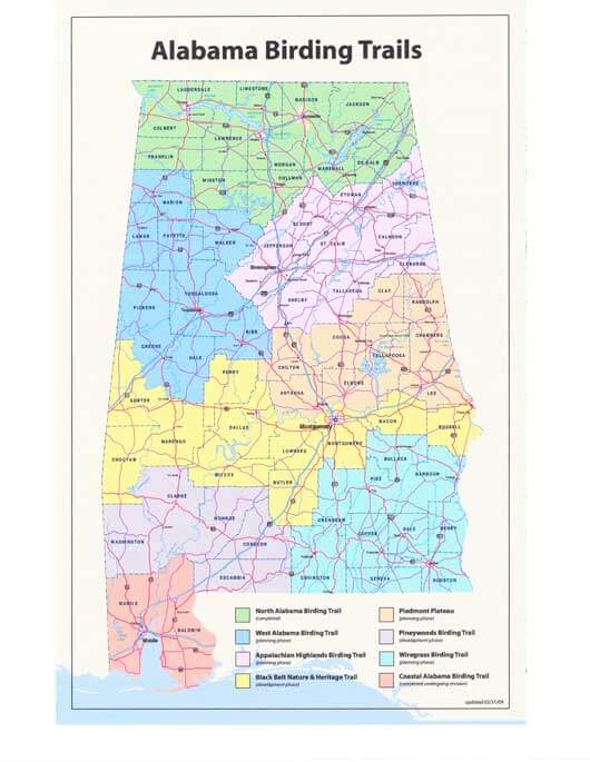 Alabama birding Trails Map