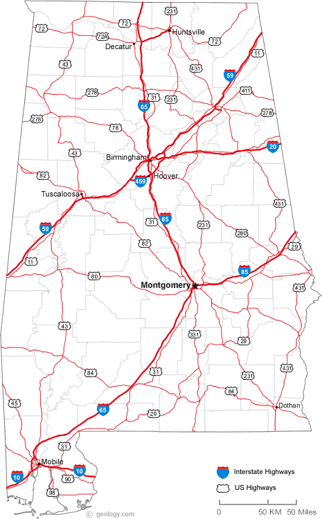 Alabama Cities Map