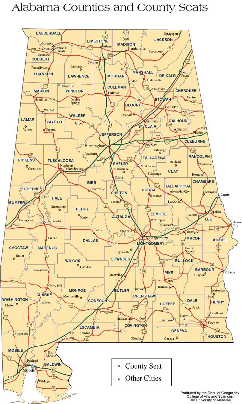 Alabama Counties Map