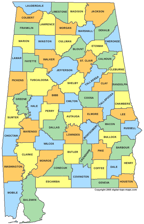 County Map of Alabama