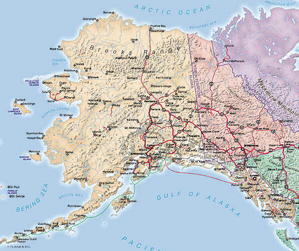 Cities Map of Alaska