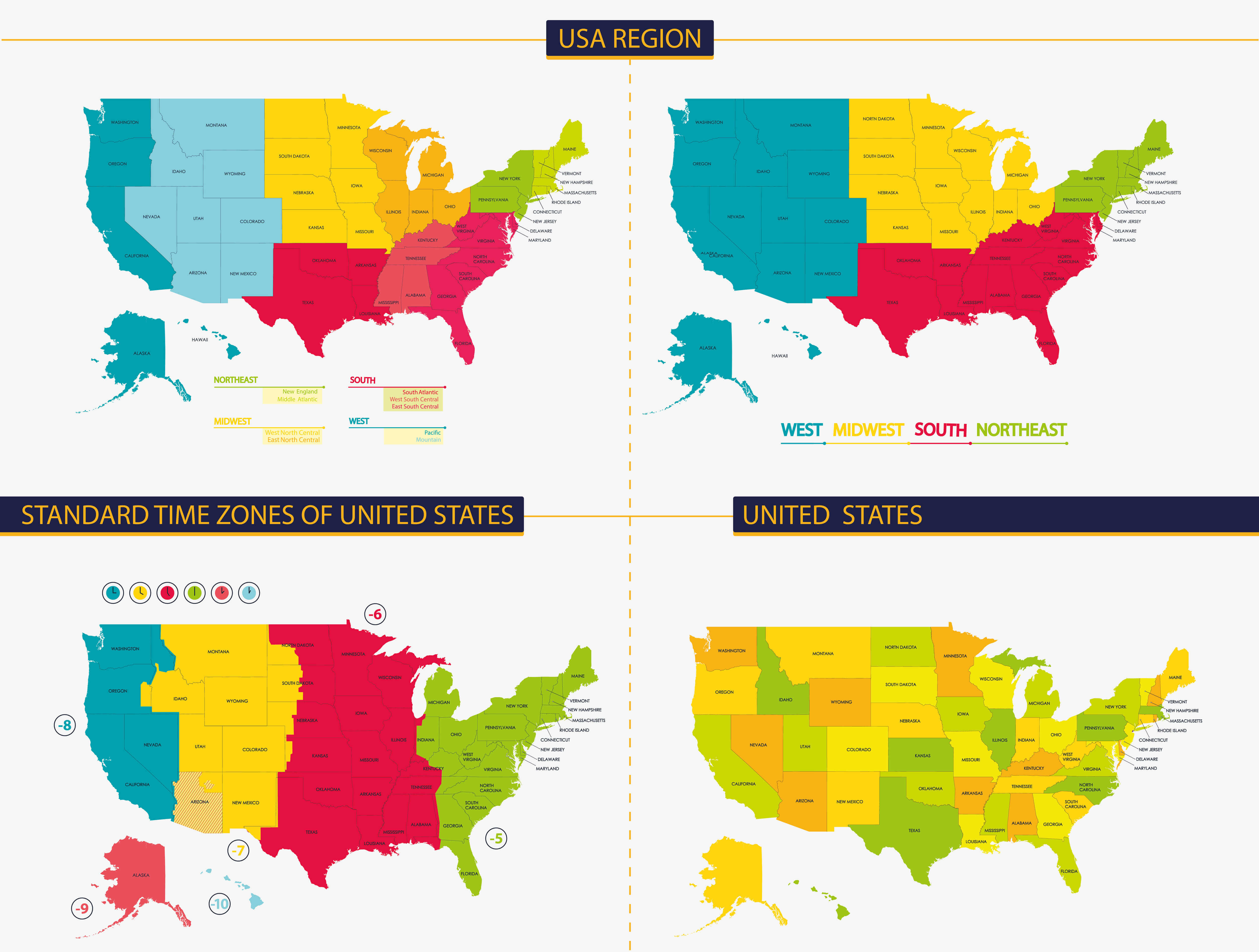 United States Time Zone Map