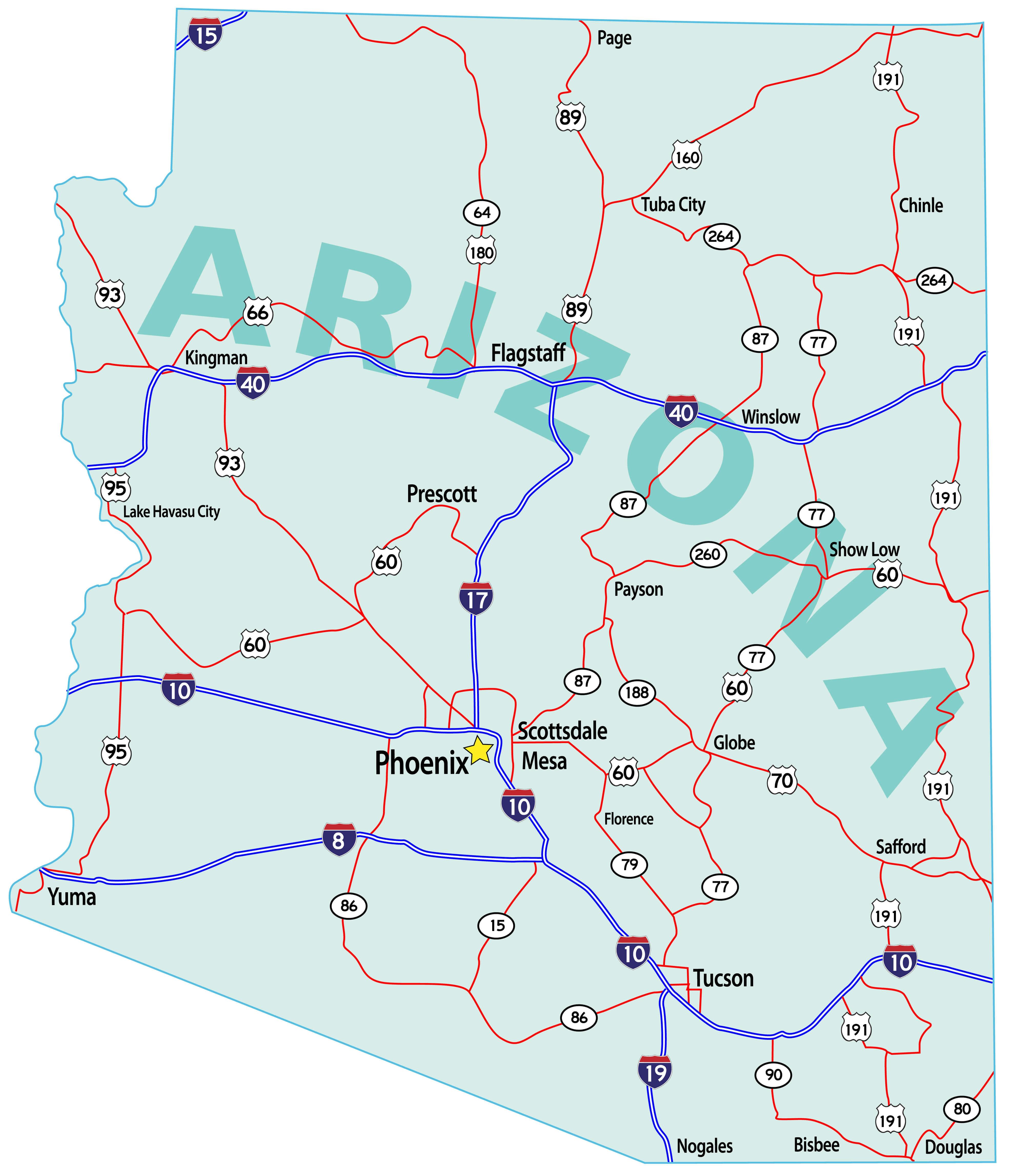 Arizona On The Map Of Usa - United States Map