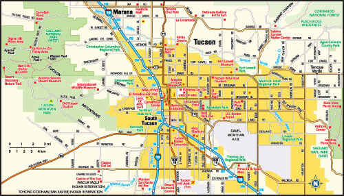 Tucson, Arizona area map