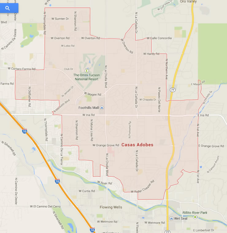 casas adobes arizona map usa