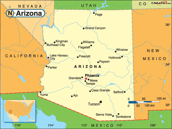 Map of Arizona Cities