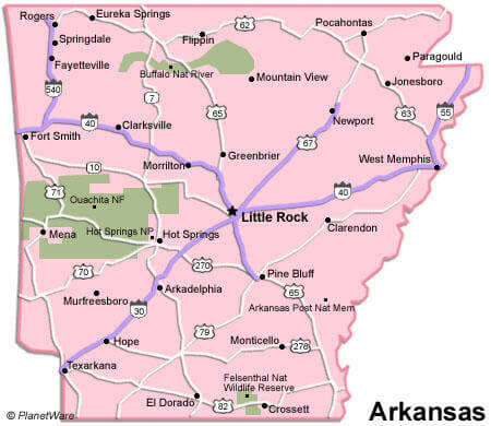 Arkansas Cities Map