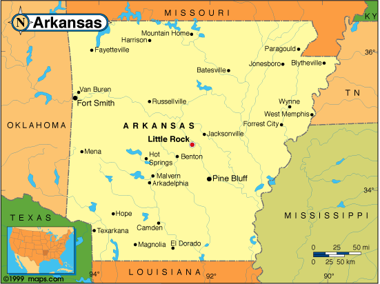 Arkansas Big Cities Map