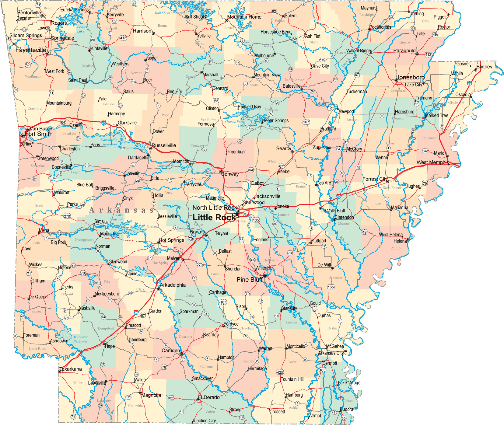 Political Map of Arkansas